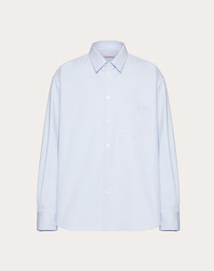 Camicia In Cotone Tecnico Con Ricamo Valentino