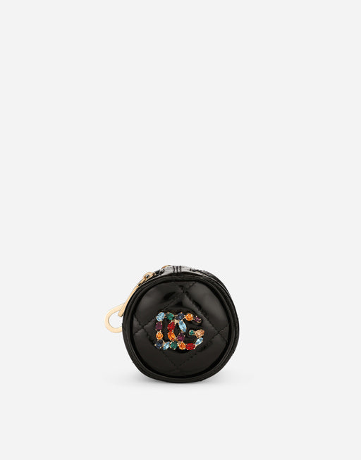 PATENT LEATHER COIN POCKET AND RHINESTONE-DETAILED DG LOGO