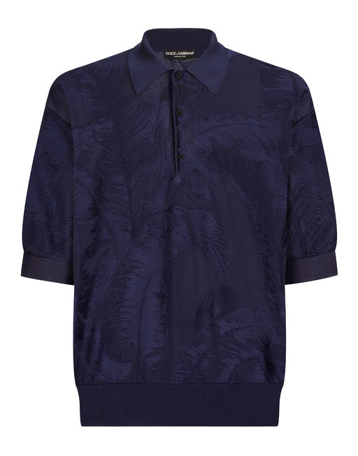 OVERSIZE SHORT-SLEEVED SILK JACQUARD POLO-SHIRT