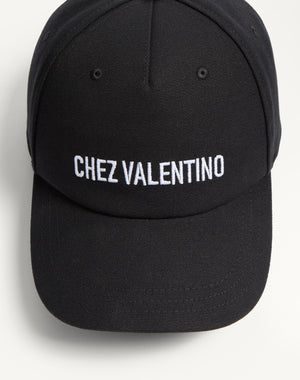 Baseball Cap Chez Valentino In Cotone Con Ricamo