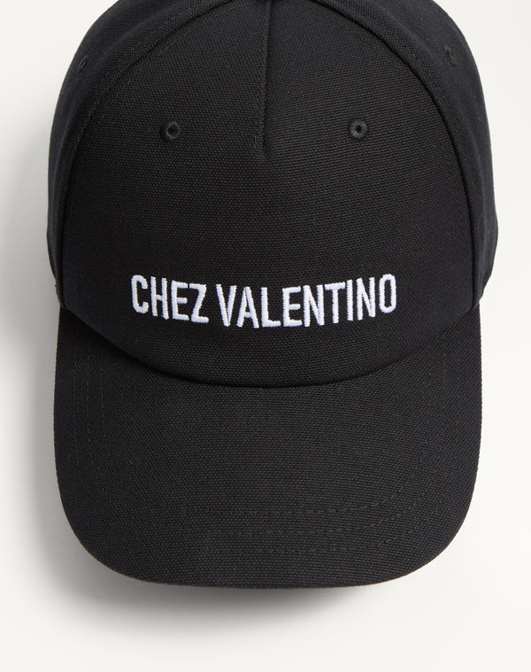 Baseball Cap Chez Valentino In Cotone Con Ricamo