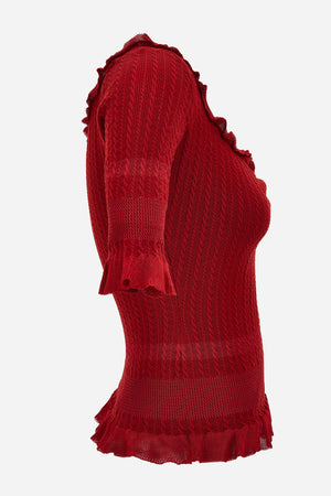 Knit Sweater In Micro Cable Wool Blend