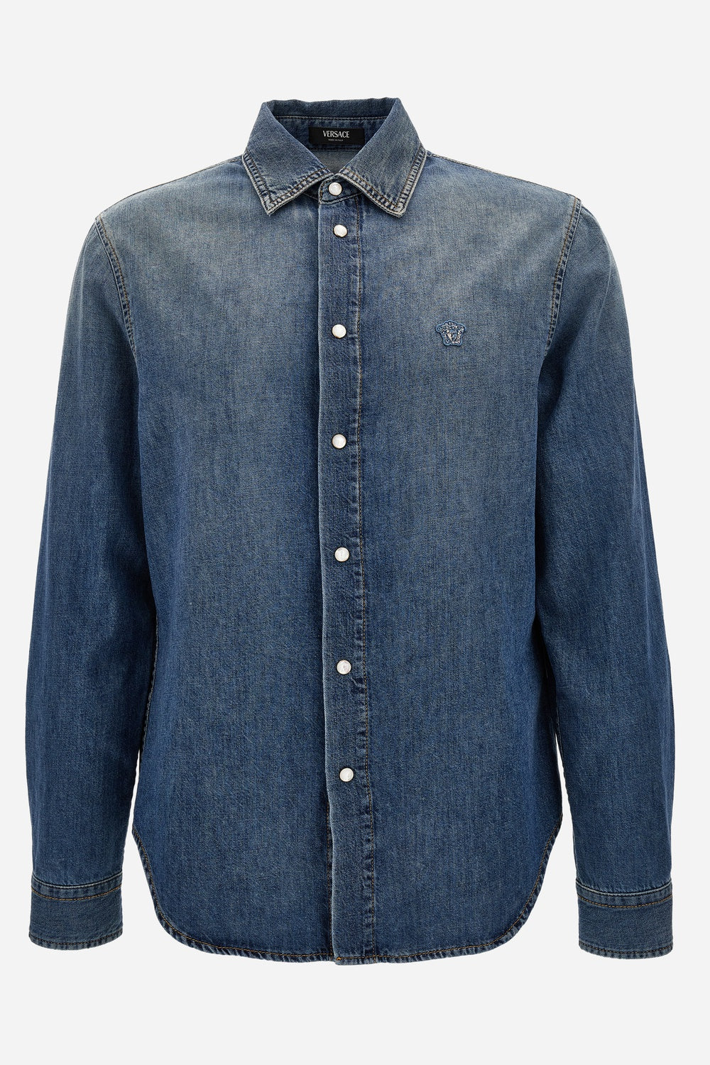Shirt Denim In Denim Stop Wash Dirty Indigo + Medusa Patch