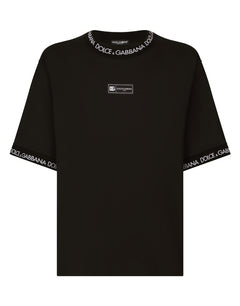 SHORT-SLEEVED COTTON T-SHIRT WITH ALL-OVER LOGO