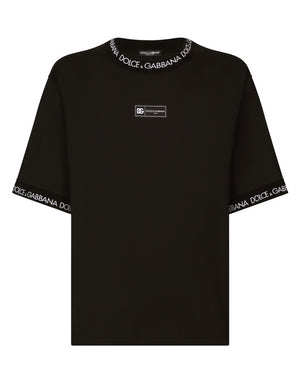 SHORT-SLEEVED COTTON T-SHIRT WITH ALL-OVER LOGO