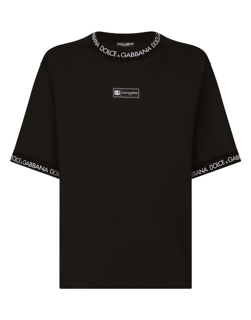 SHORT-SLEEVED COTTON T-SHIRT WITH ALL-OVER LOGO