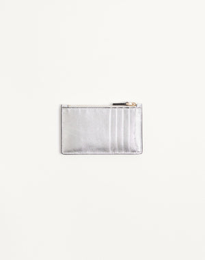 Portacarte Con Zip Vlogo Walk In Nappa Metallizzata 