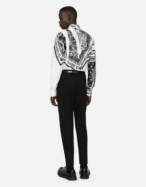 COTTON MARTINI-FIT SHIRT WITH BANDANNA PRINT