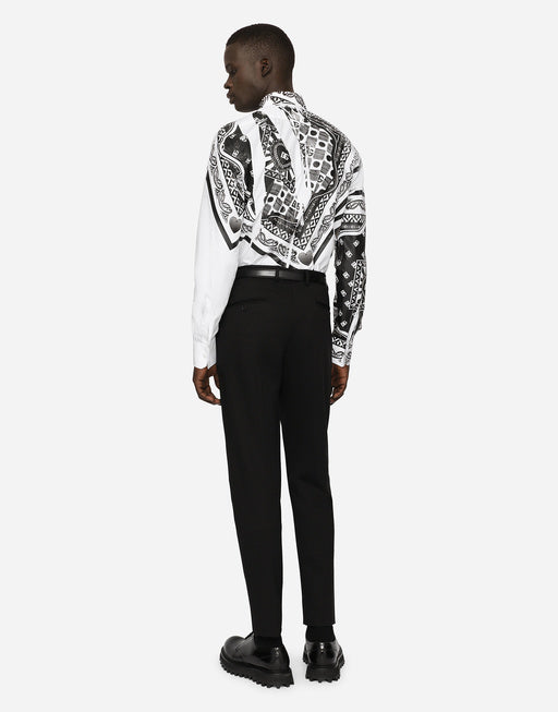 COTTON MARTINI-FIT SHIRT WITH BANDANNA PRINT