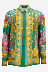 Informal Shirt In Barocco Palm Print Silk Fabric