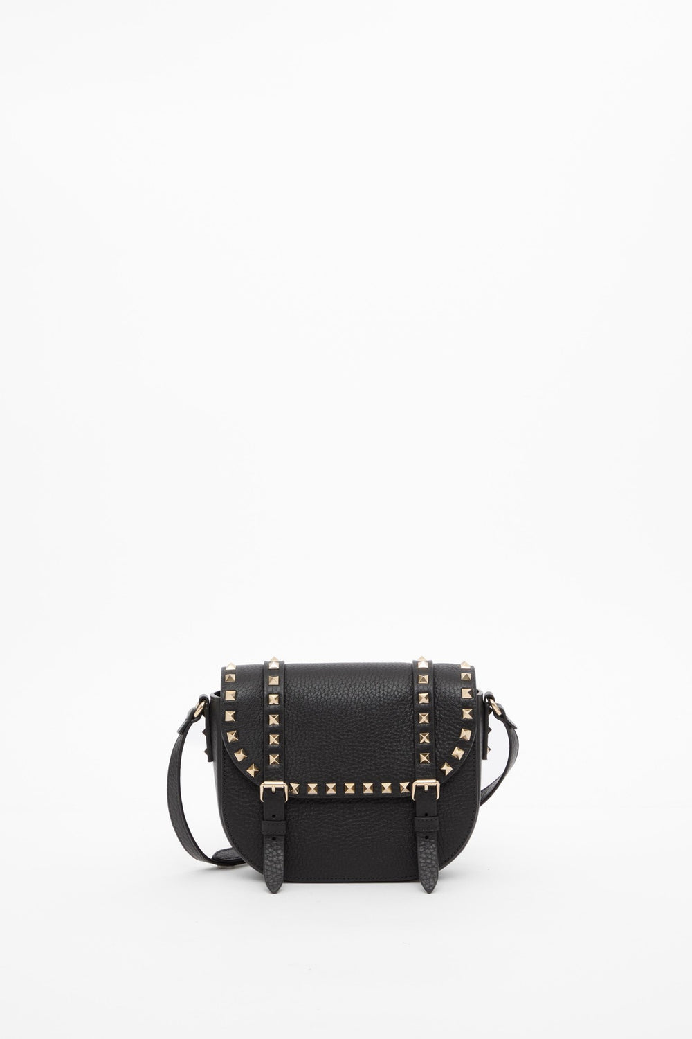Borsa a tracolla piccola Valentino Garavani Rockstud in vitello granato