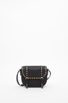 Borsa a tracolla piccola Valentino Garavani Rockstud in vitello granato