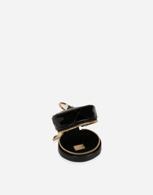 PATENT LEATHER COIN POCKET AND RHINESTONE-DETAILED DG LOGO