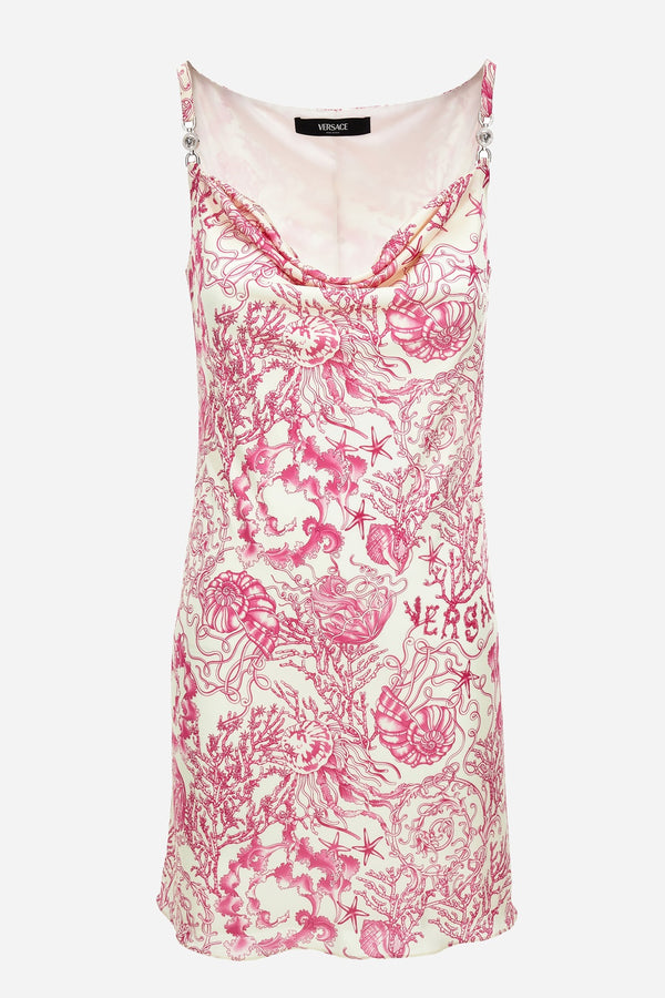 Dress In Underwater Barocco Bicolour Allover On Responsible Viscose Liquid Jersey