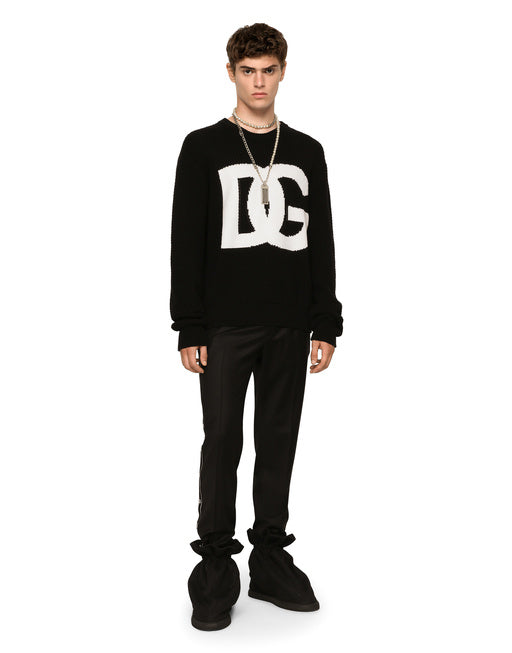 ROUND-NECK WOOL SWEATER WITH DG LOGO INLAY