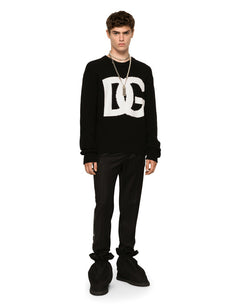 ROUND-NECK WOOL SWEATER WITH DG LOGO INLAY