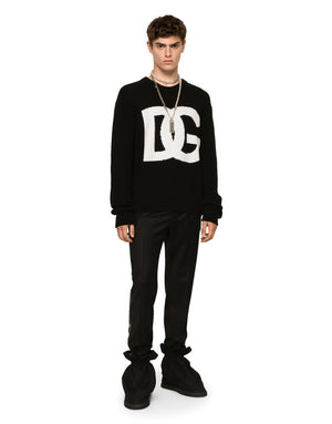 ROUND-NECK WOOL SWEATER WITH DG LOGO INLAY