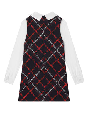 LONG-SLEEVED TARTAN-PRINT DRESS