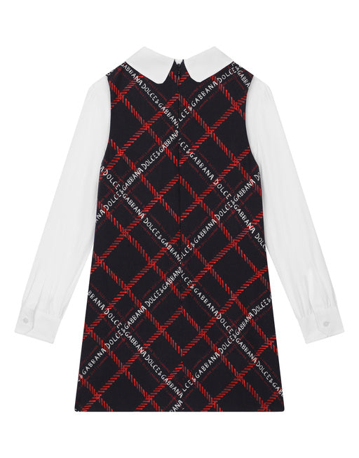 LONG-SLEEVED TARTAN-PRINT DRESS