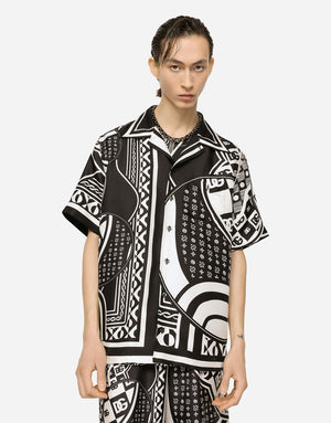 BANDANNA-PRINT SILK HAWAIIAN SHIRT