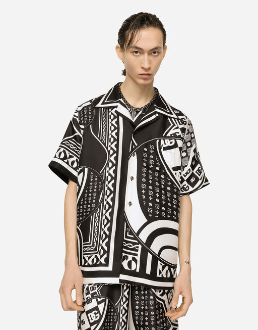 BANDANNA-PRINT SILK HAWAIIAN SHIRT