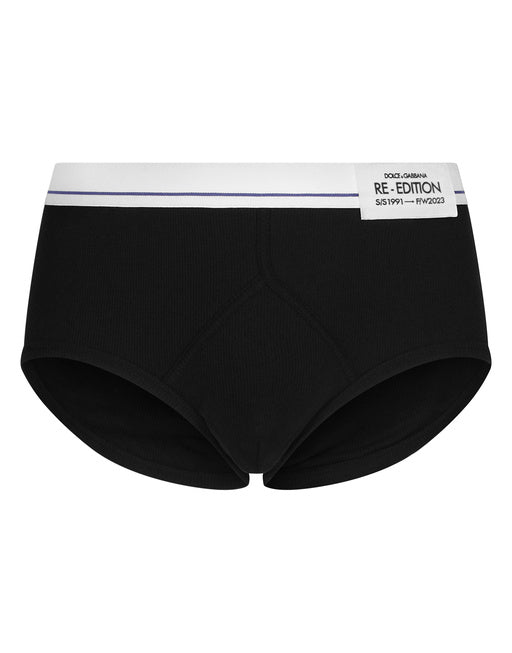 FINE-RIB COTTON BRANDO BRIEFS WITH RE-EDITION LABEL