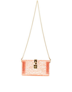 DOLCE BOX CLUTCH IN PLEXIGLASS AND LACE