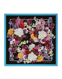 TWILL SCARF WITH RED ROSE PRINT (50 X 50)