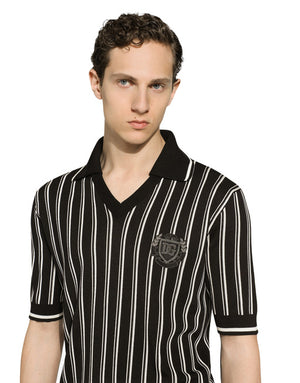 STRIPED SILK POLO-SHIRT WITH DG LOGO