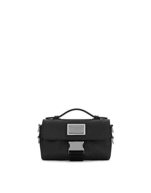 CROSSBODY BAG IN GARNET CALFSKIN LEATHER AND NYLON