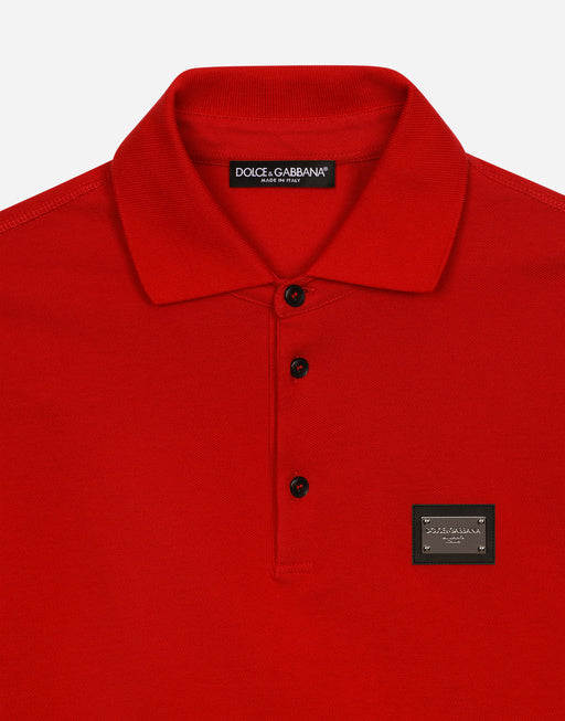 COTTON PIQUÉ POLO-SHIRT WITH BRANDED TAG