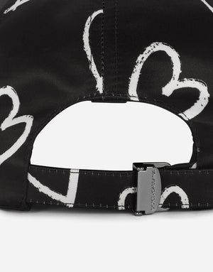 SATIN BASEBALL CAP WITH DG HEART PRINT
