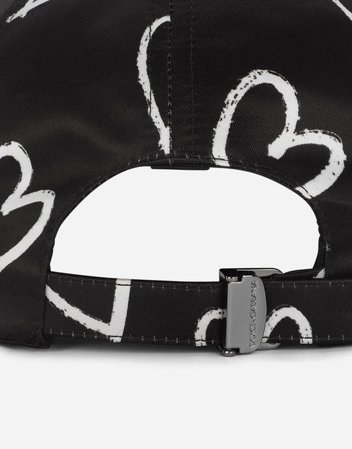 SATIN BASEBALL CAP WITH DG HEART PRINT