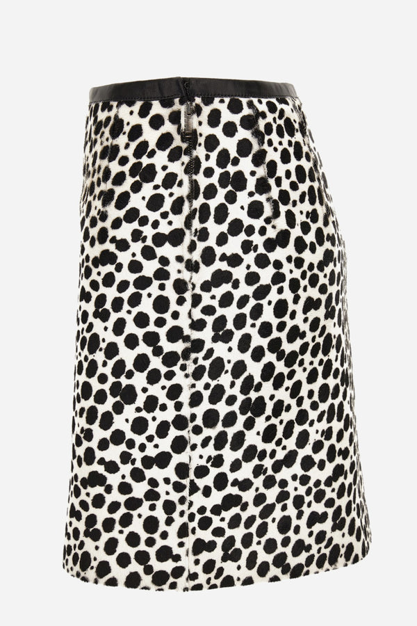 Skirt Leather In Dalmatian Effect Calf Leather