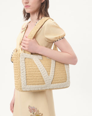 Borsa Shopping Media Valentino Garavani Viva Superstar In Rafia
