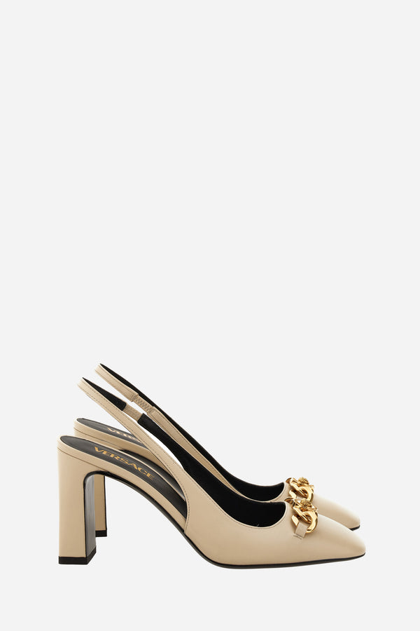 Icon Chain Sling Back  In Calf Leather