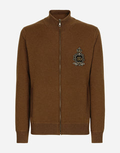ZIP-UP SWEATSHIRT WITH WOOL AND CASHMERE KNIT PATCH DG