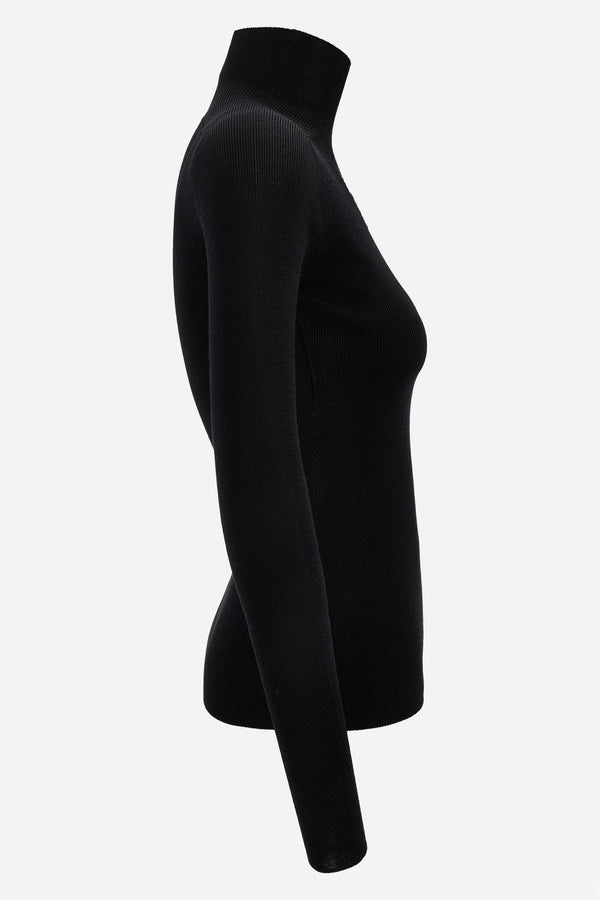 Knit Sweater In Seamless Ribs Merinos Wool Rws
