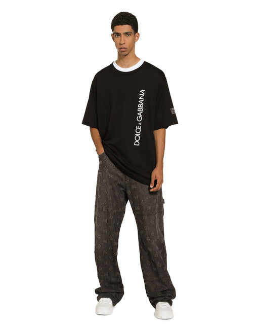 SHORT-SLEEVE T-SHIRT WITH VERTICAL LOGO PRINT