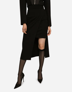 CALF-LENGTH SKIRT WITH JERSEY MINI SKIRT