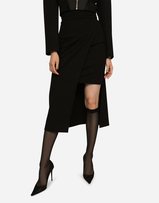 CALF-LENGTH SKIRT WITH JERSEY MINI SKIRT