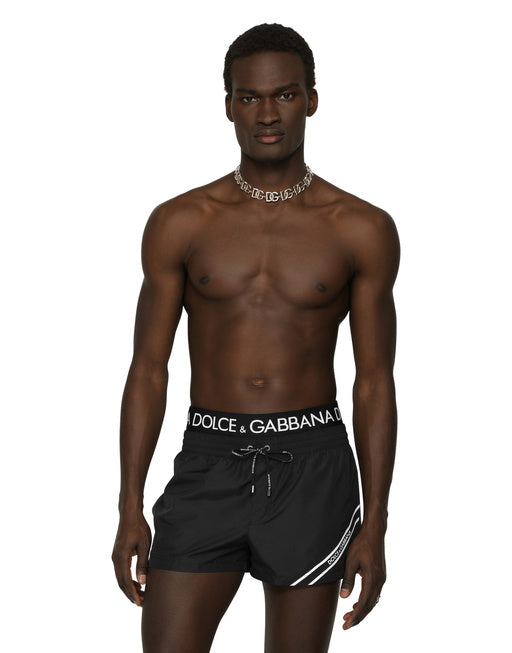 SHORT SWIM TRUNKS WITH BRANDED BAND