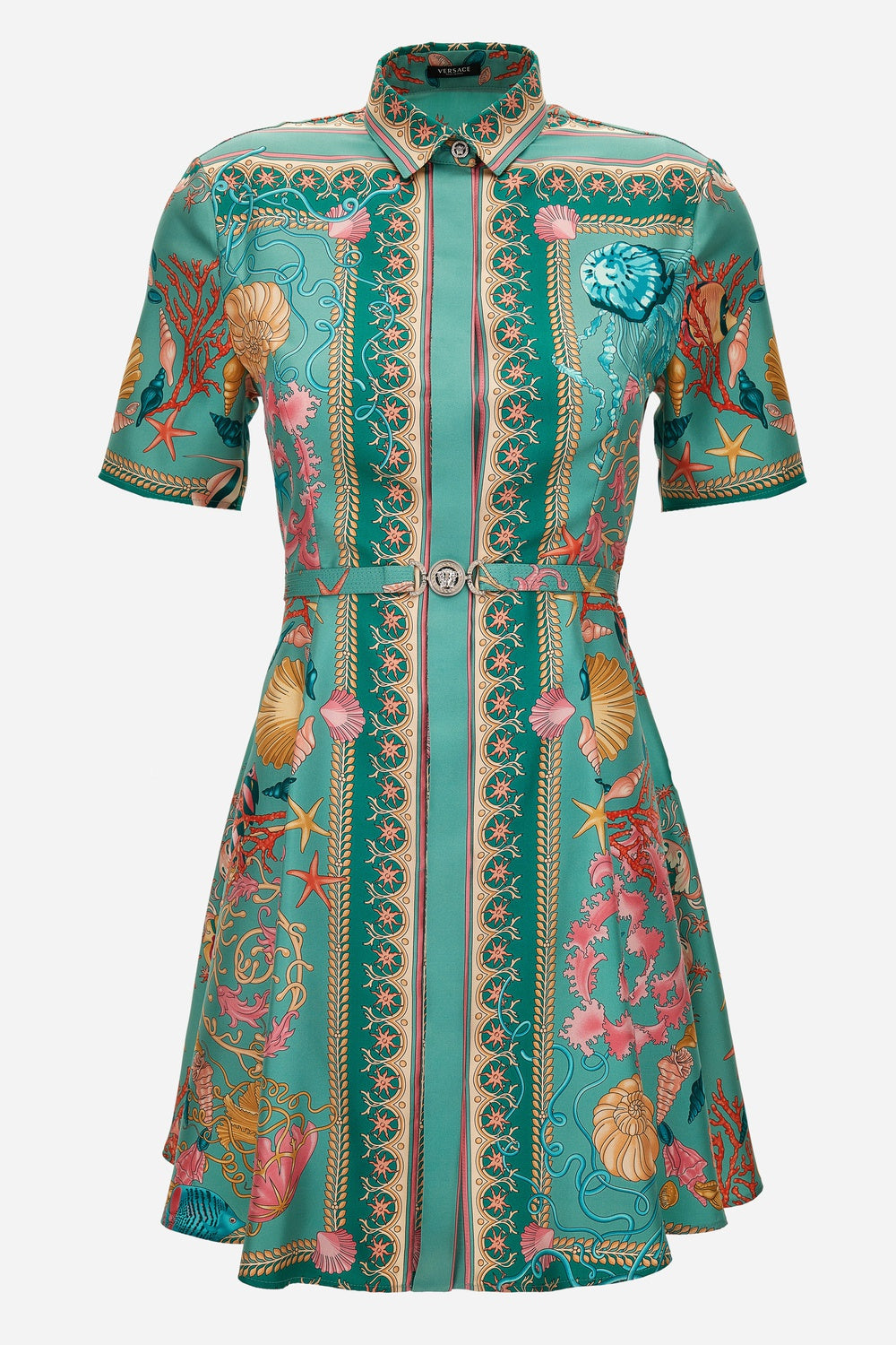 Dress In Underwater Barocco Foulard On Silk Twill