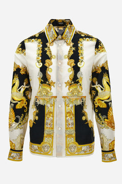 Informal Shirt In Cotton Muslin Coral Theatre Print