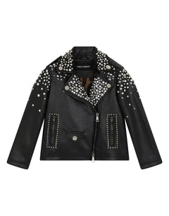 STUDDED LEATHER BIKER JACKET