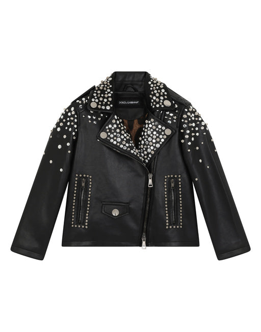 STUDDED LEATHER BIKER JACKET
