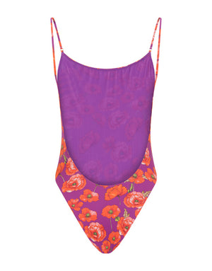 POPPY-PRINT ONE-PIECE SWIMSUIT