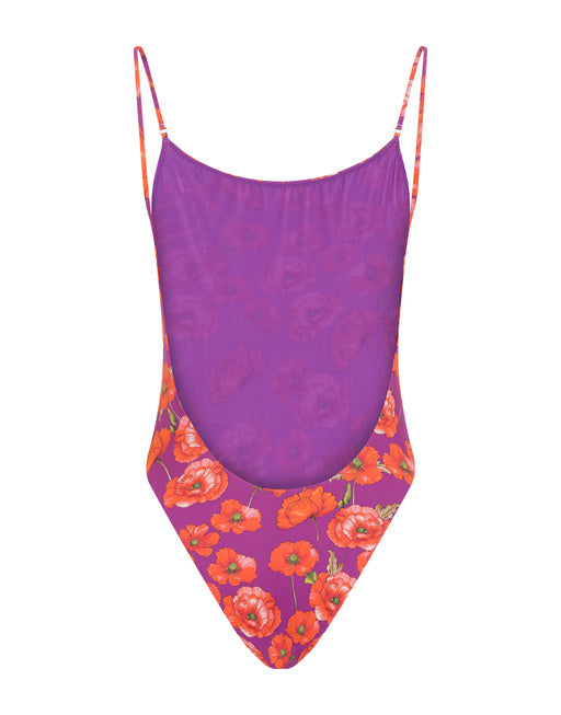 POPPY-PRINT ONE-PIECE SWIMSUIT