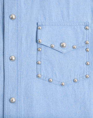 Camicia In Denim Con Cabochons