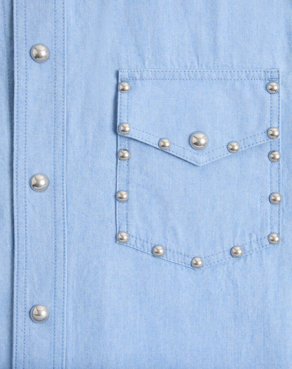 Camicia In Denim Con Cabochons